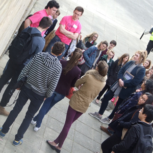 Photograph of students at an open day