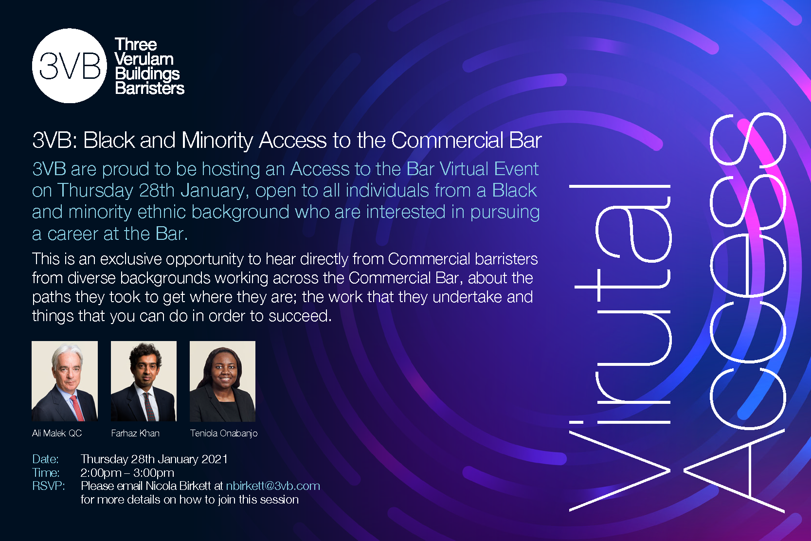 3VB Black and Minority Access to the Bar event poster