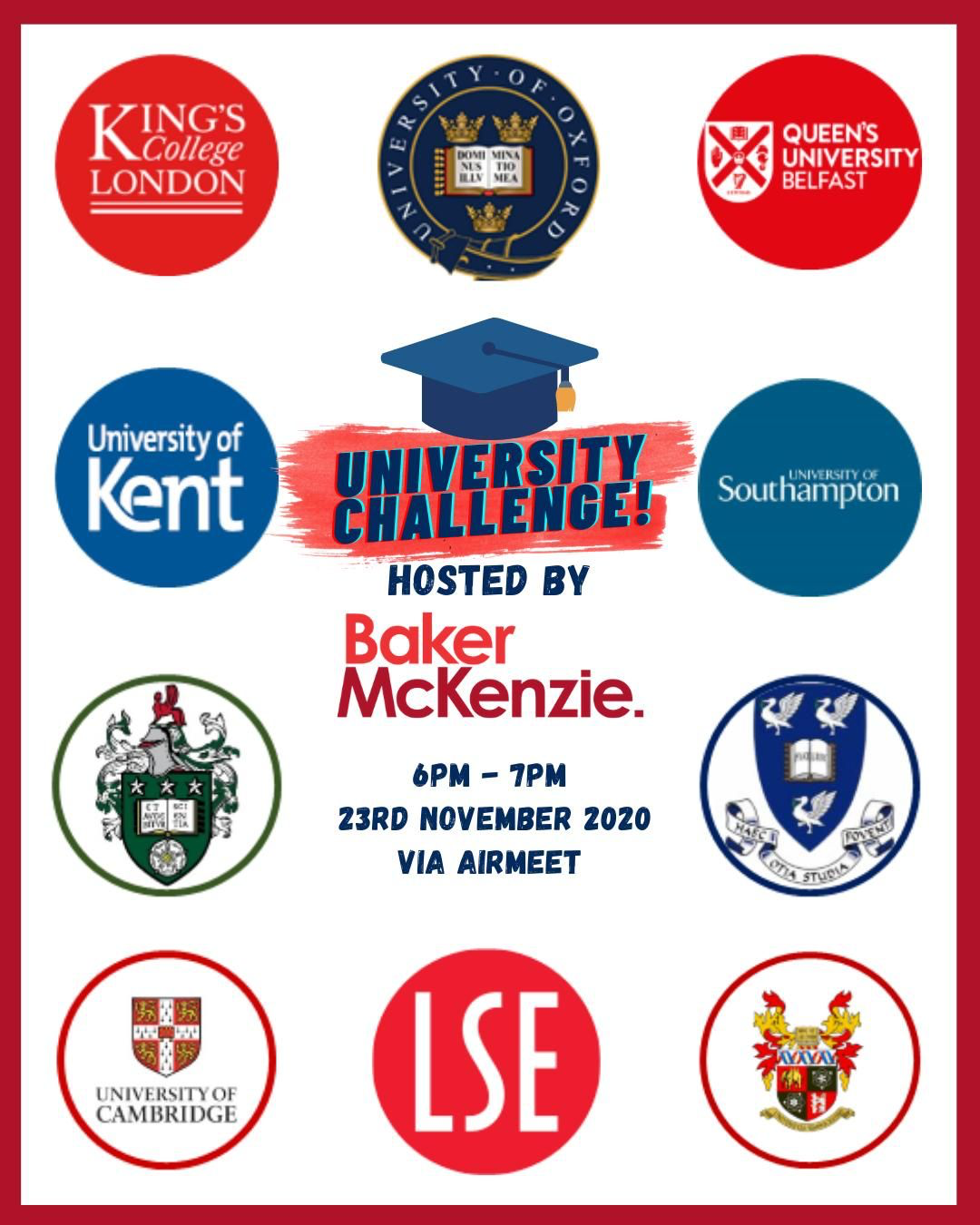 Poster for the Baker McKenzie Inter-University Challenge