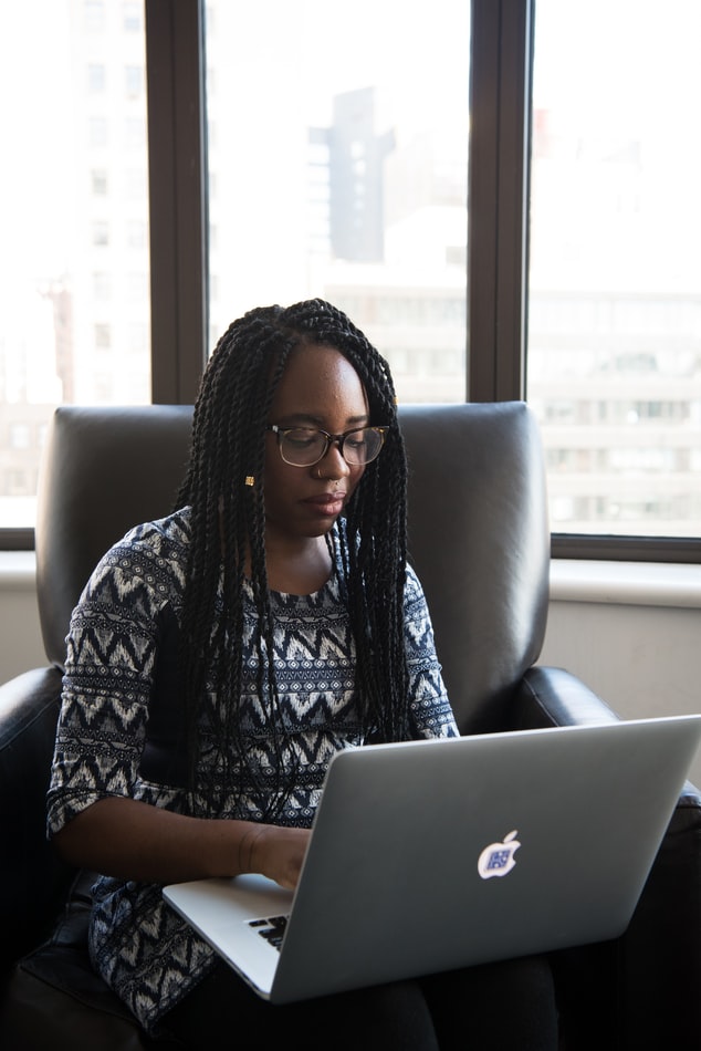 Woman looking at a laptop
