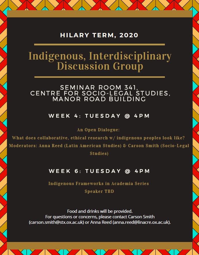 Indigenous, Interdisciplinary Discussion Group Termcard
