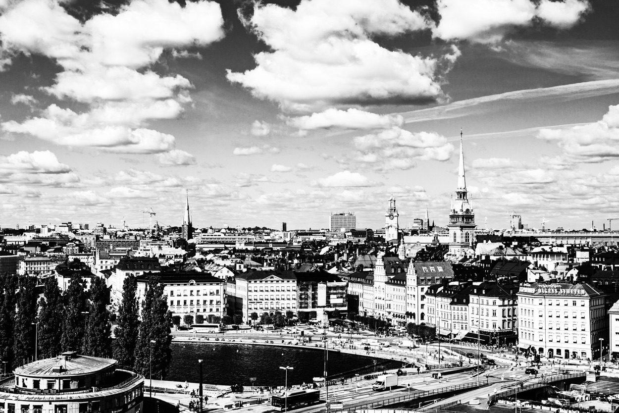 black and white photograph of Stockholm