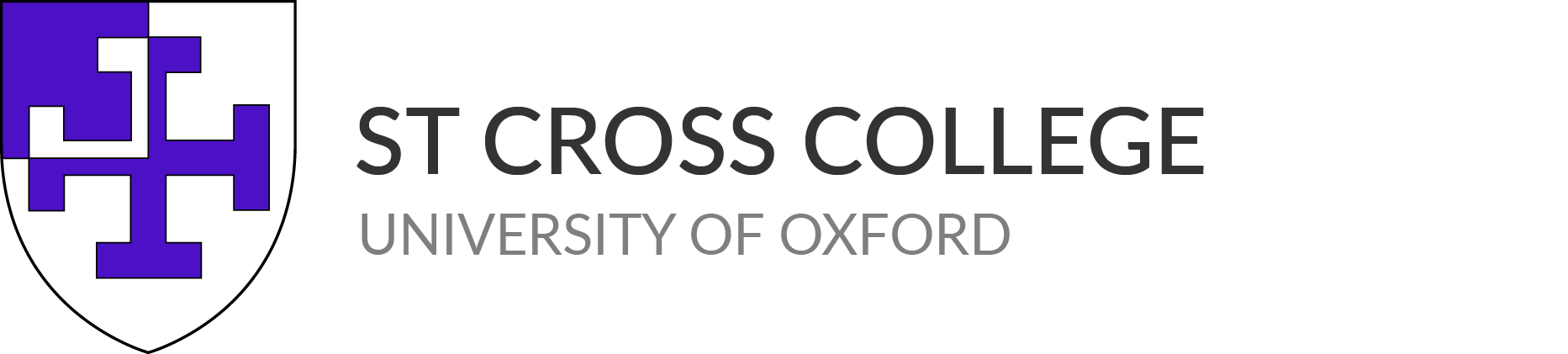 St Cross College Badge (Argent a Cross Potent Purpure a Quarter counterchanged)