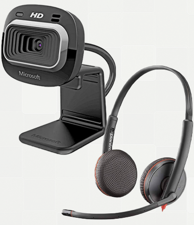 webcam and headset