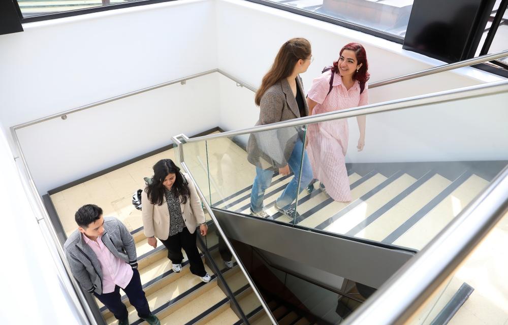 Students in stairwell