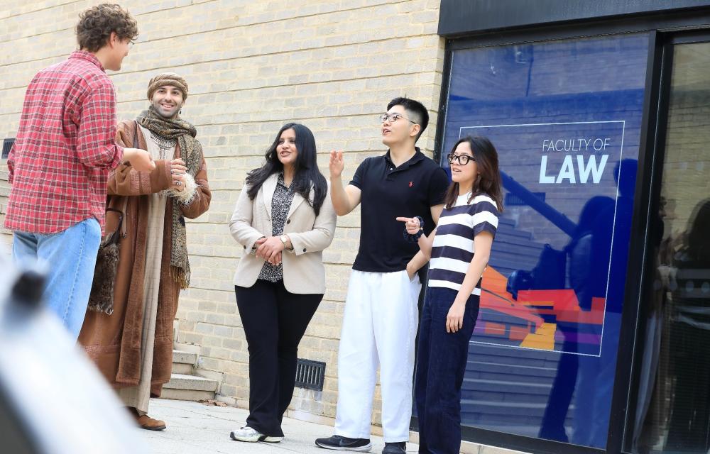 Students outside faculty entrance
