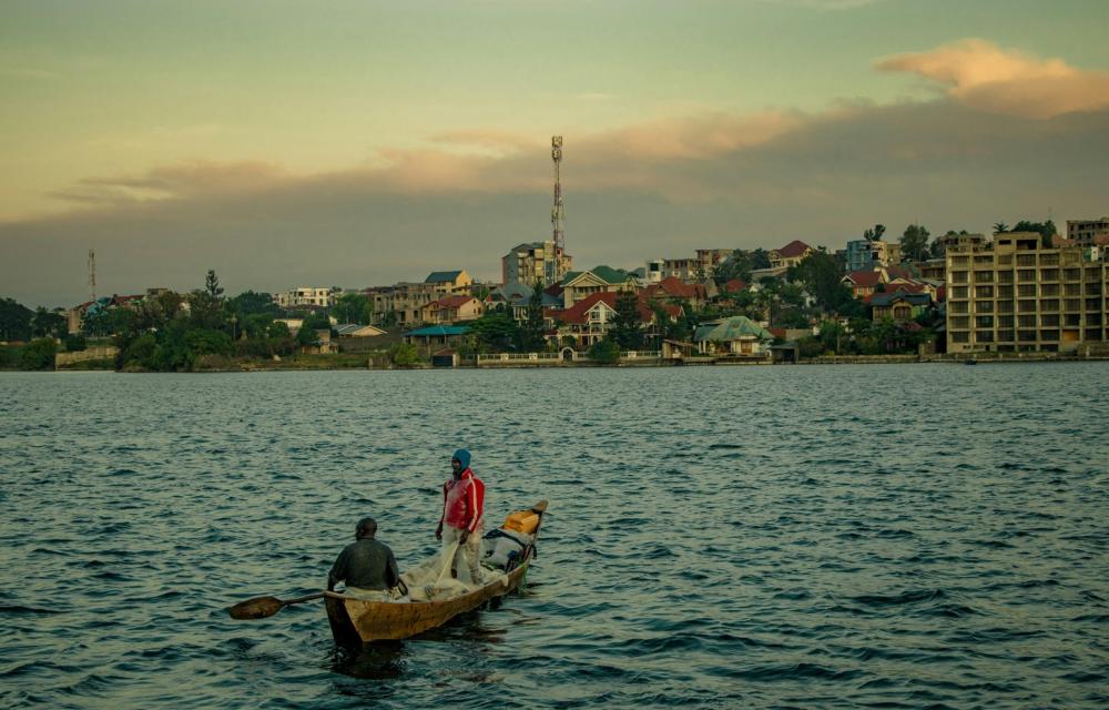Small boat in the ocean