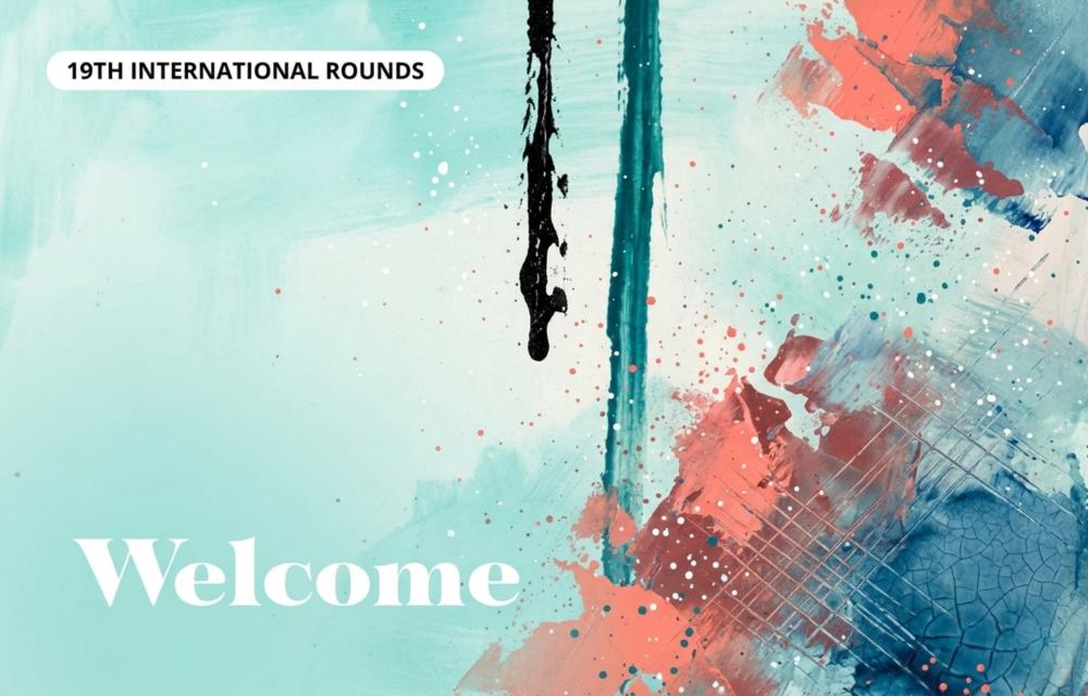 The word welcome written on an abstract painting background