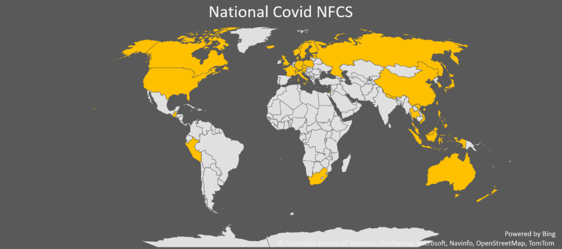World map showing countries with a National Covid Vaccine no-fault compensation scheme