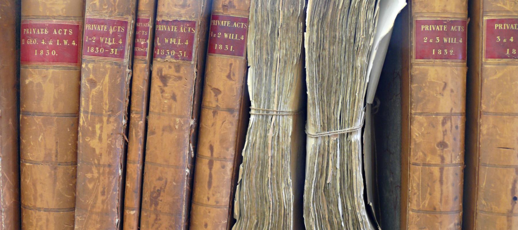 Old law books on a shelf