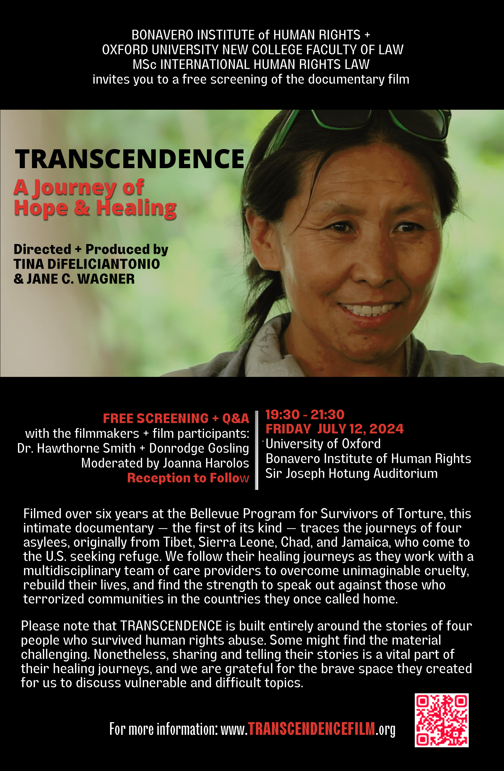 Poster of 'Transcendence: a Journey of Hope & Healing'