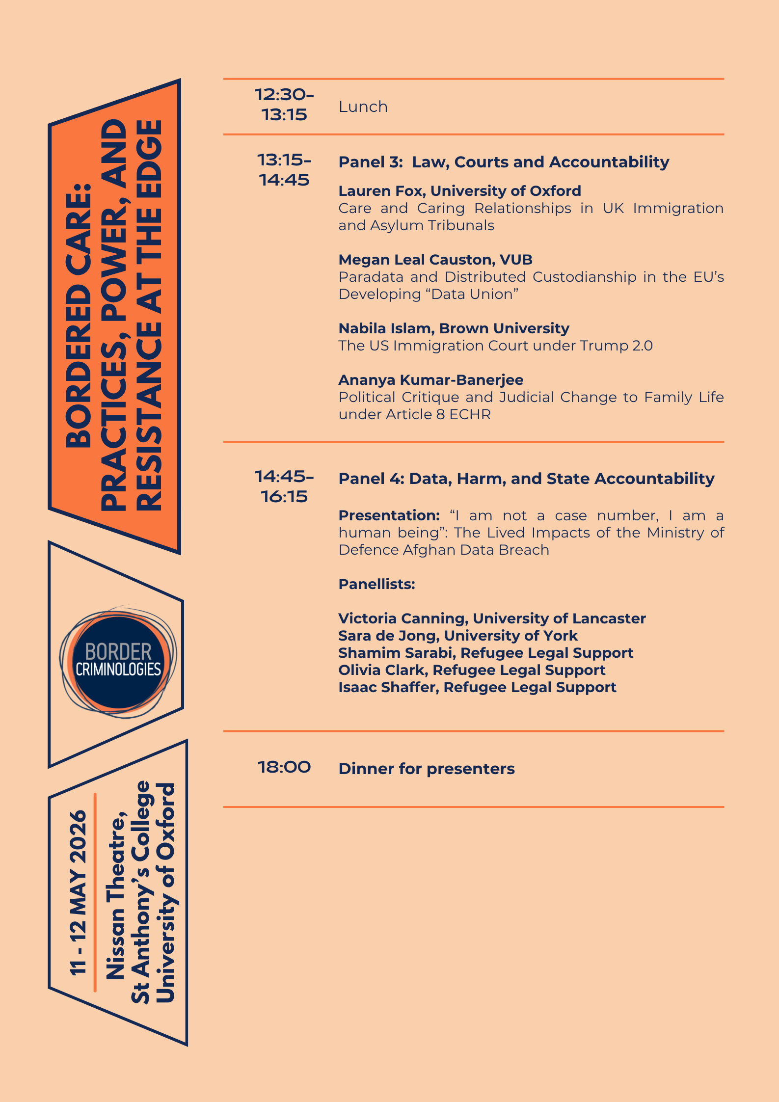 Full programme for Bordered Care Workshop (full plain text version below)