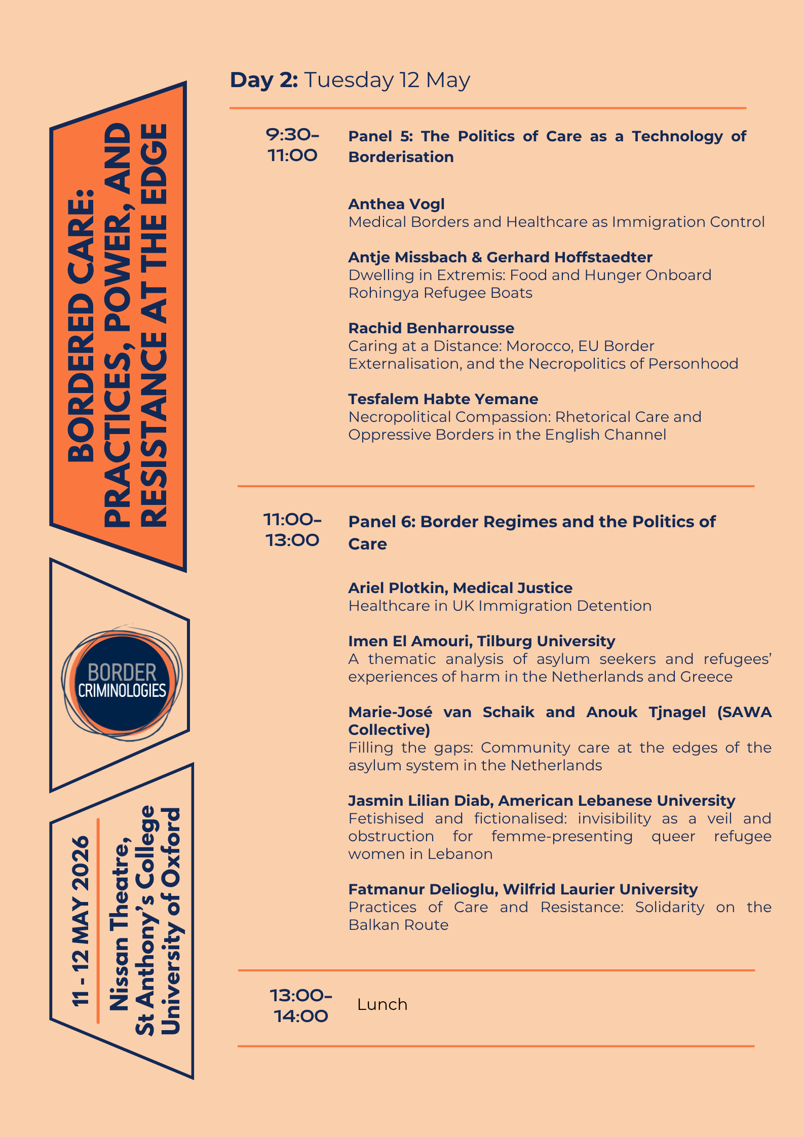 Full programme for Bordered Care Workshop (full plain text version below)