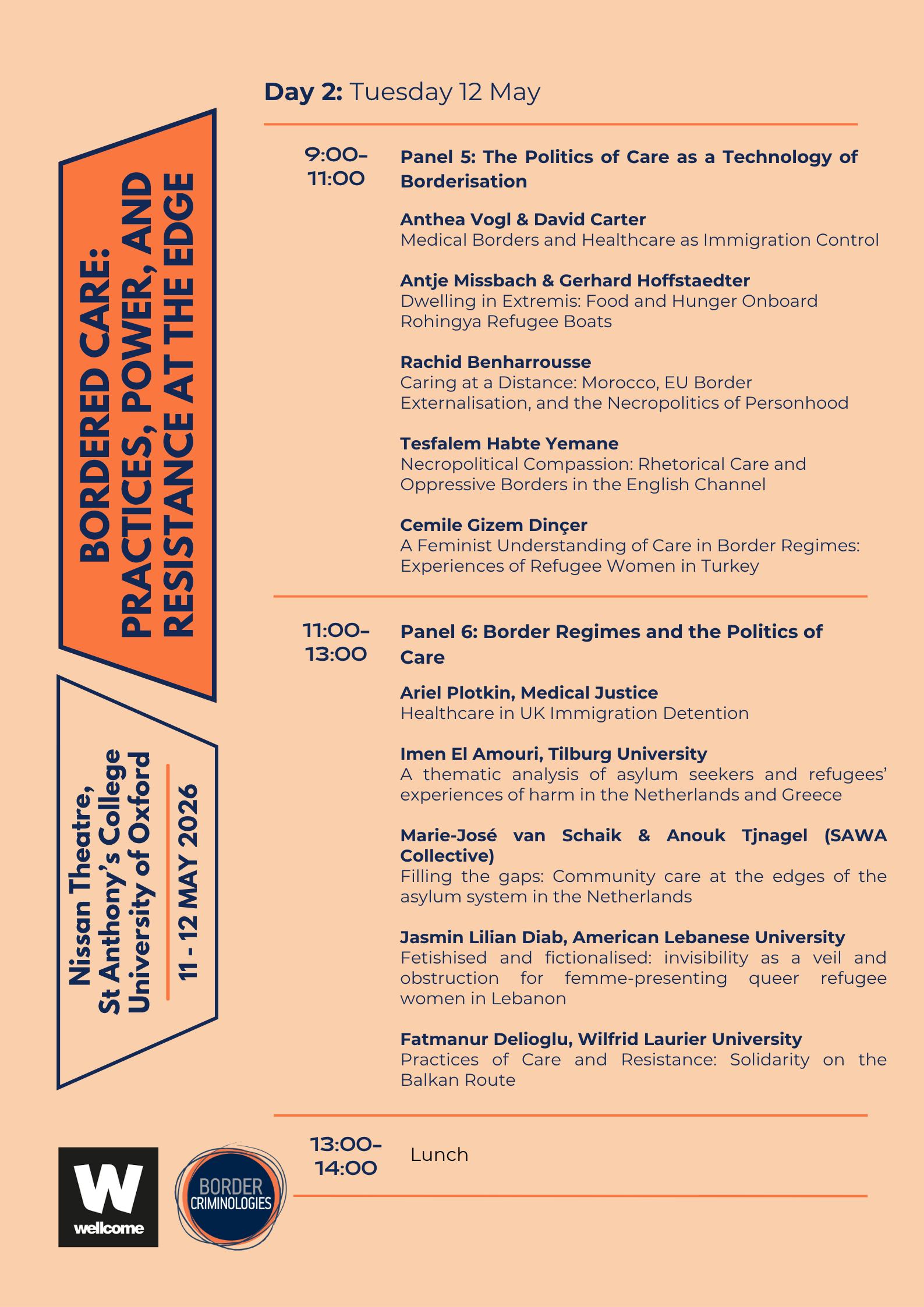 Full programme for Bordered Care Workshop (full plain text version below)