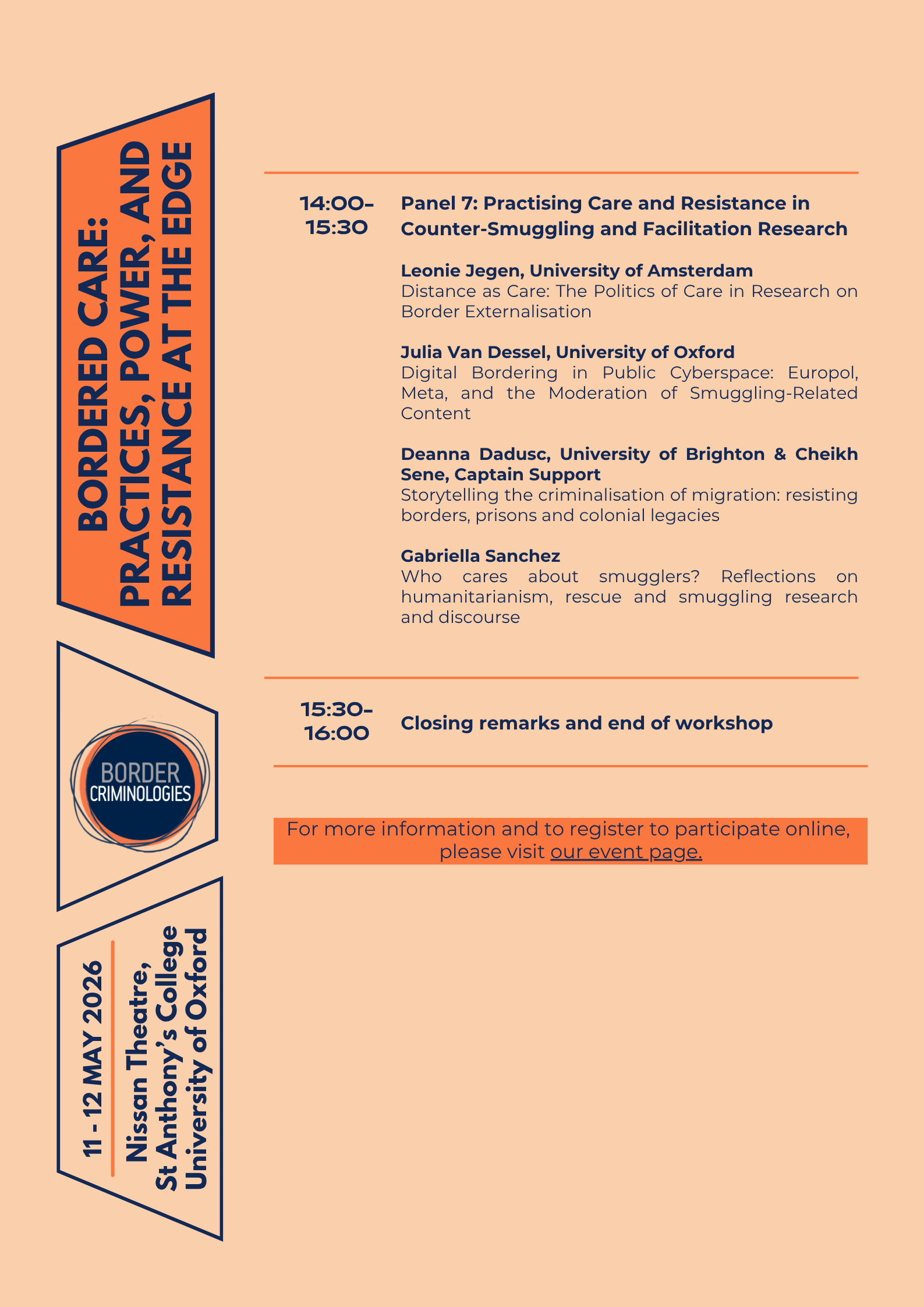 Full programme for Bordered Care Workshop (full plain text version below)