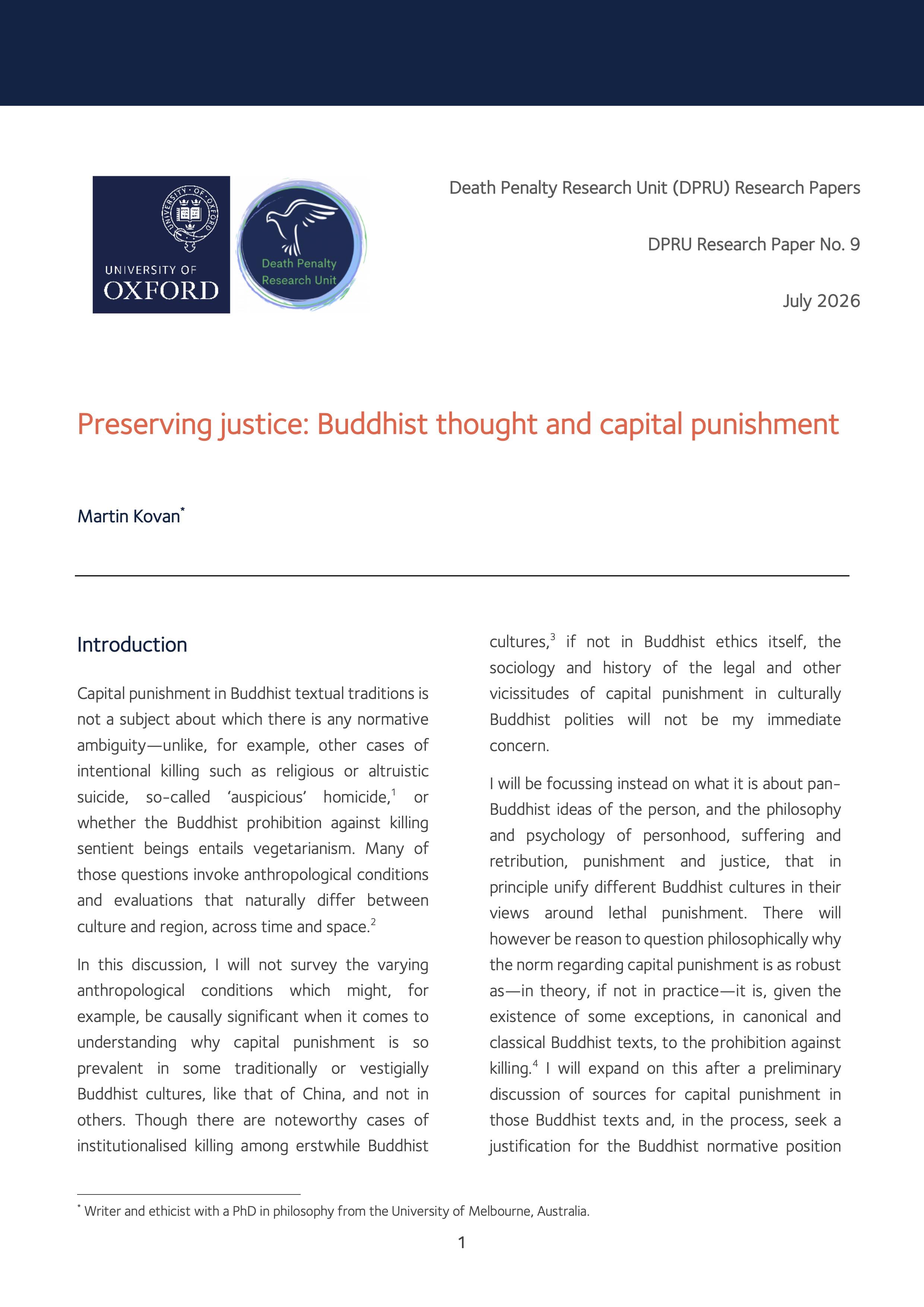 Front cover of DPRU Research Paper by Martin Kovan