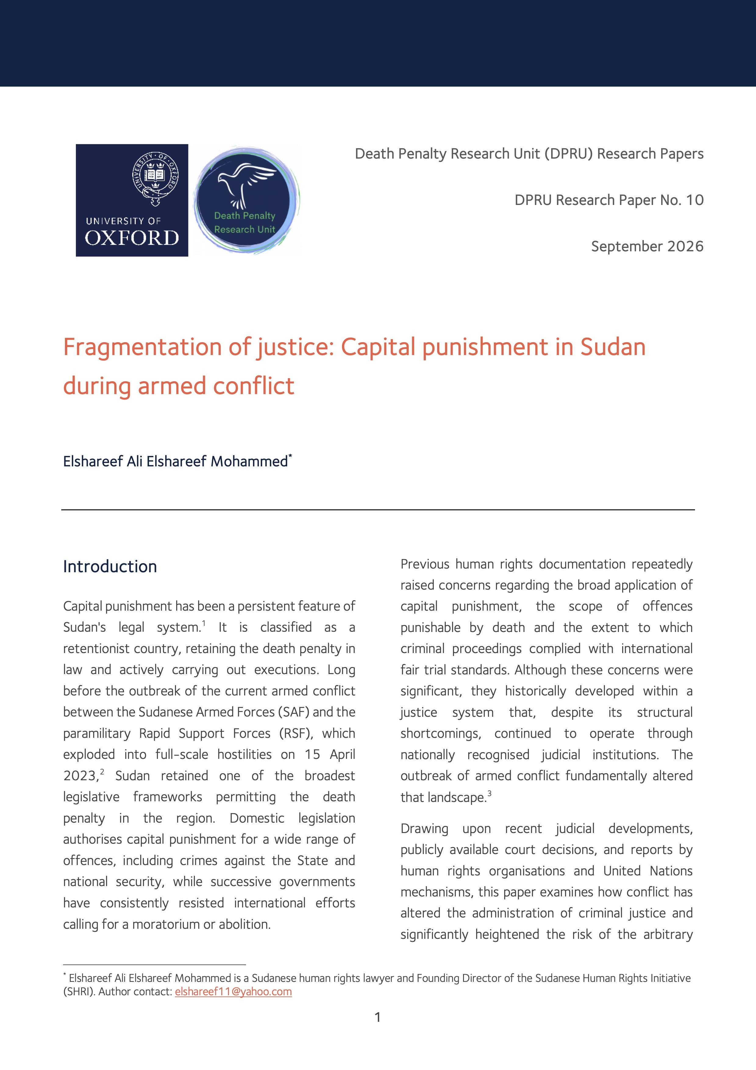 Front page of DPRU Research Paper 10
