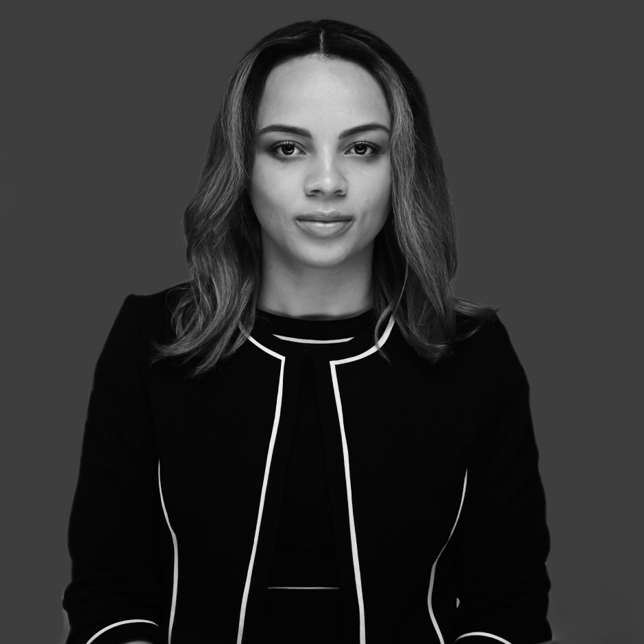 Black and white photo pf Alexandra Wilson