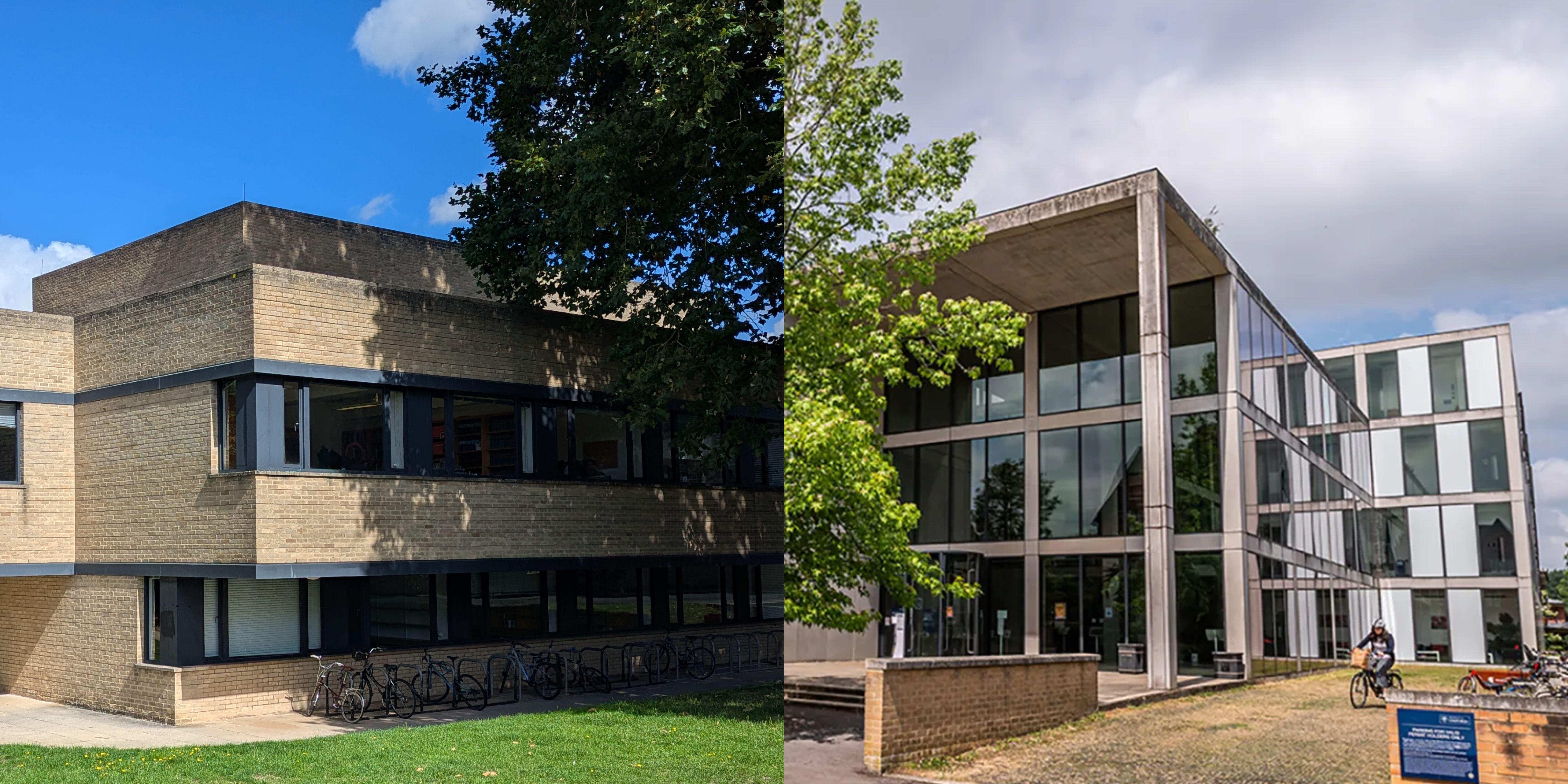 Collage: Faculty of Law's St Cross Building (left) DPIR's Manor Road Building (right)