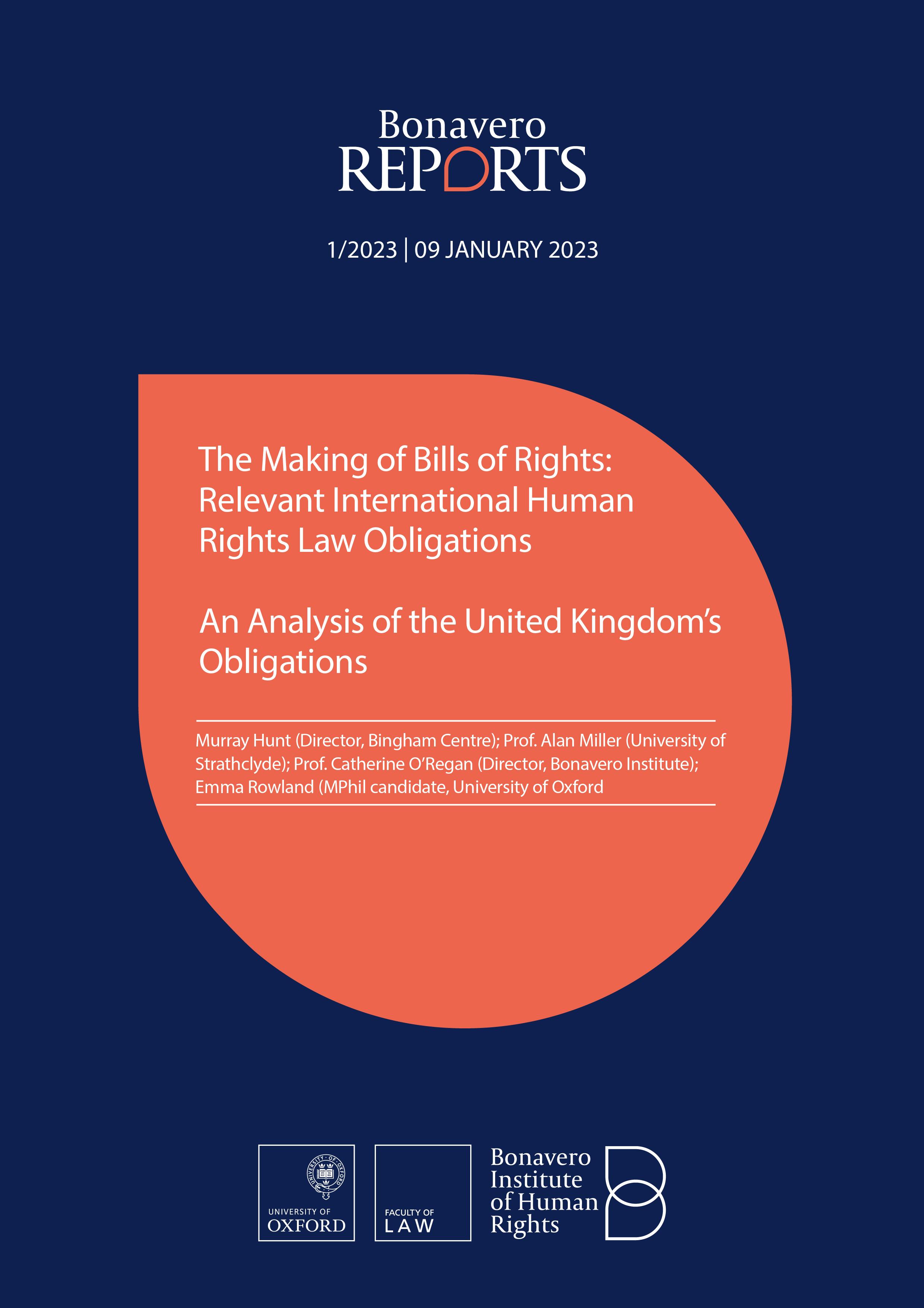 Cover Page for Bill of Rights Bonavero Report