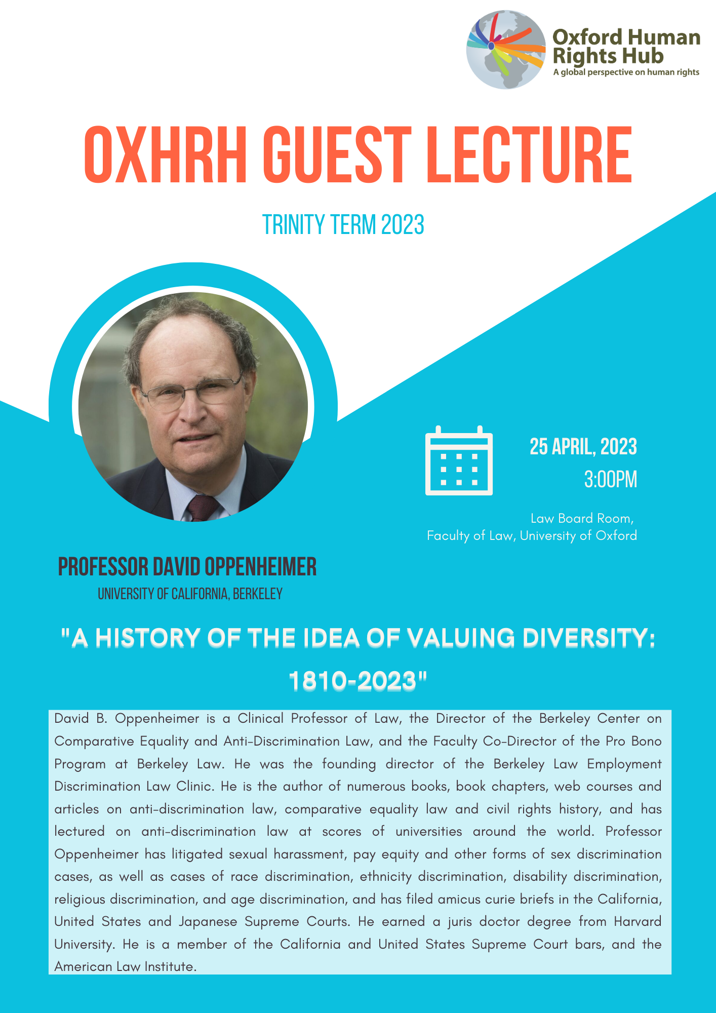 Poster of the Guest Lecture showing a picture of Prof. Oppenheimer