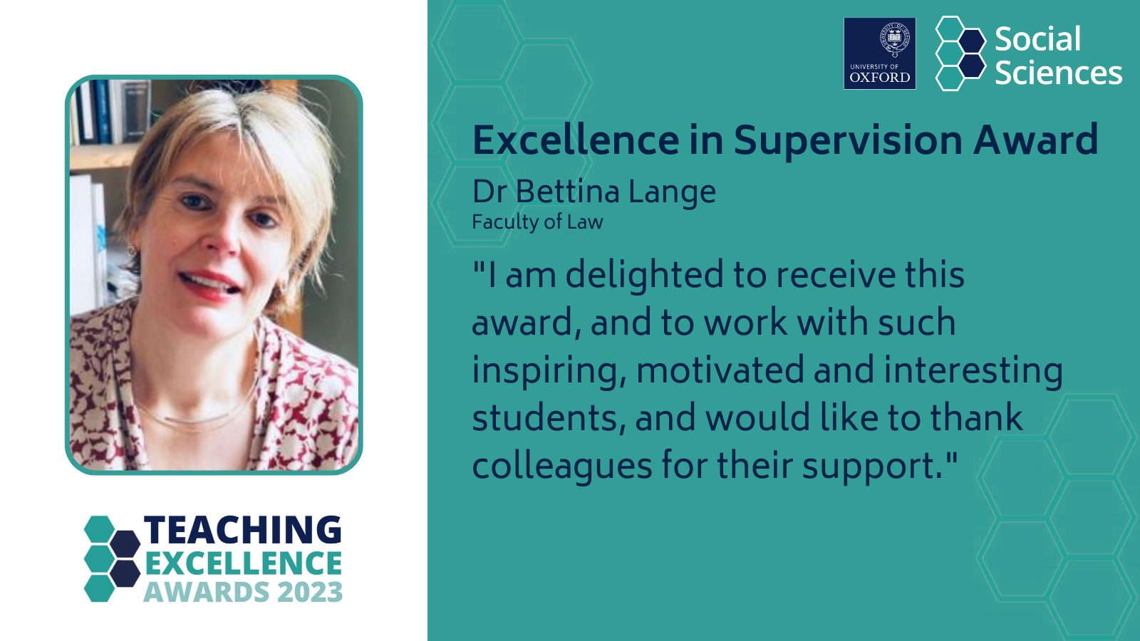 Picture of Bettina with text about her award