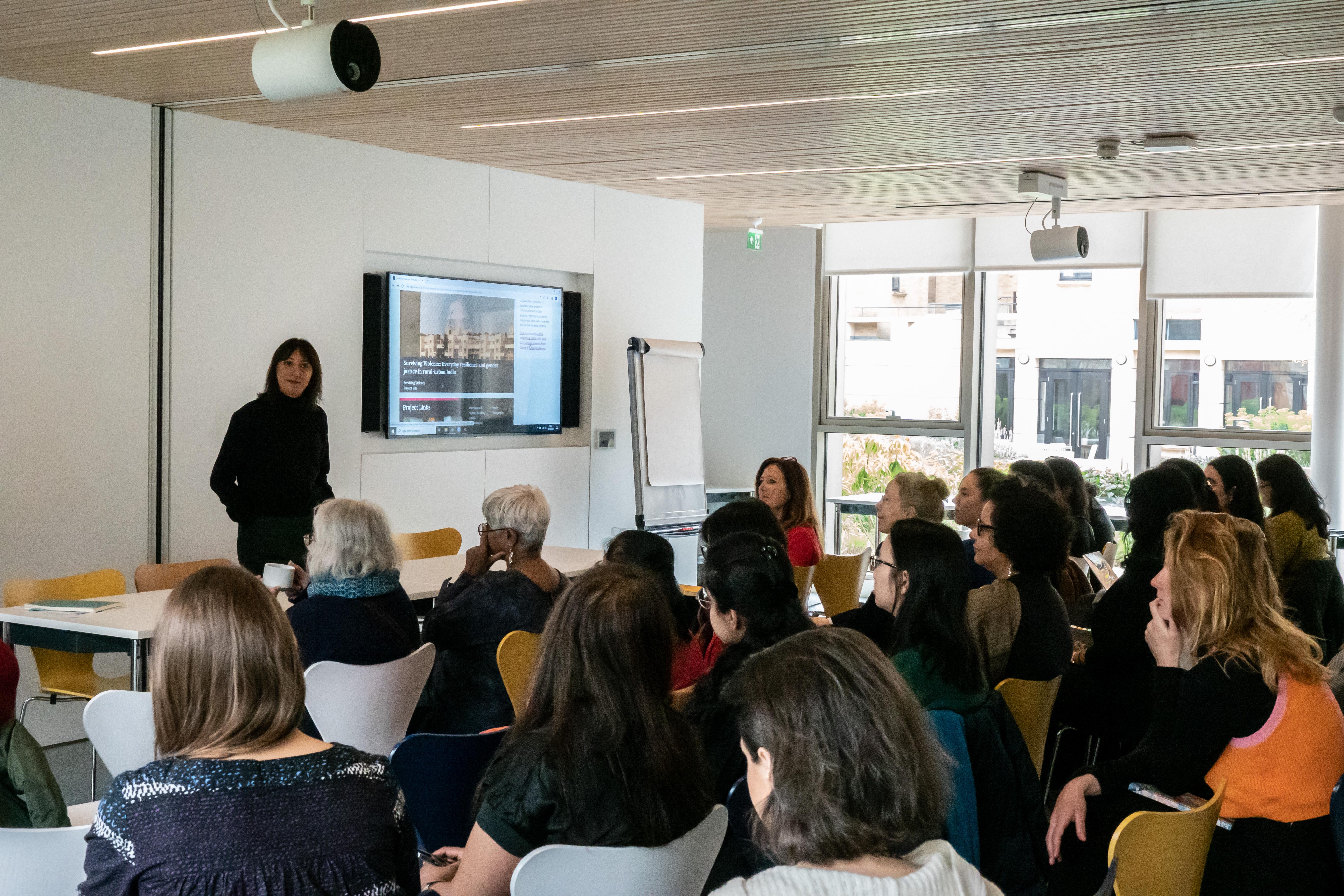 Shazia Choudry presenting to an audience