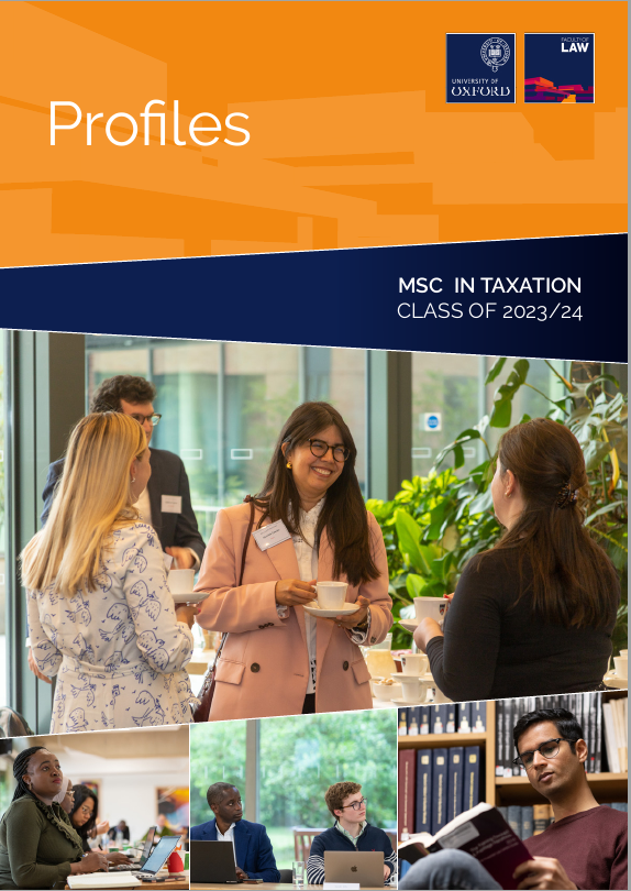 Magazine cover. Four pictures. One of a group of students chatting. Another of a student studying in the library. Another of students in a lecture with a window behind and laptops open and a fourth with students in a classroom.