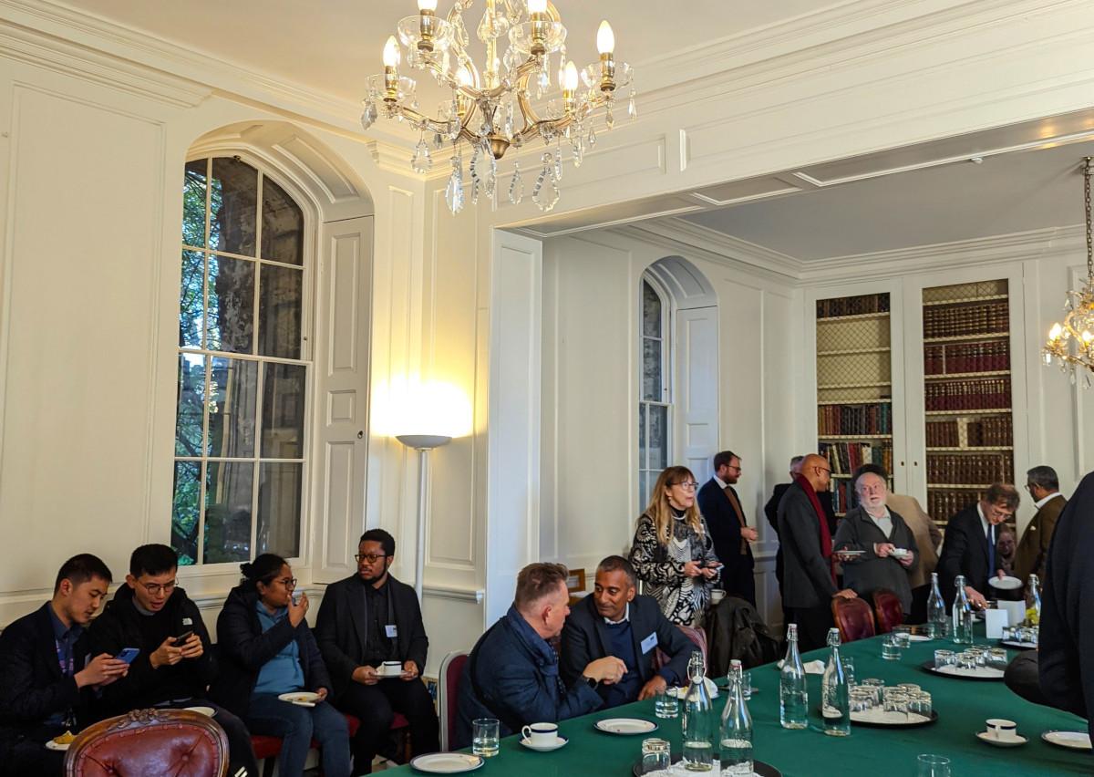 people eating lunch and chatting