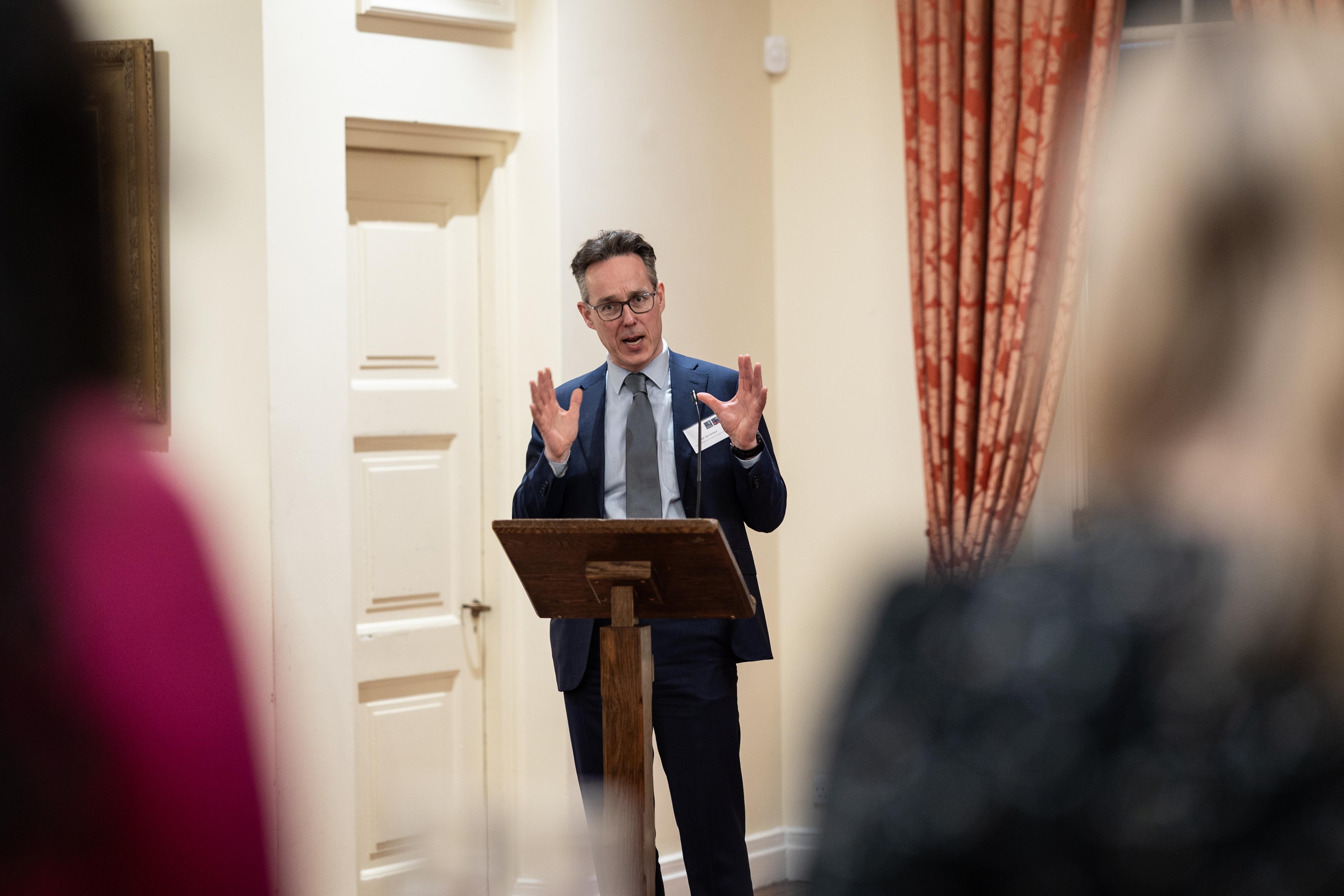 Law Faculty Annual Donor and Volunteer Thank You Reception. John Armour giving speech.
