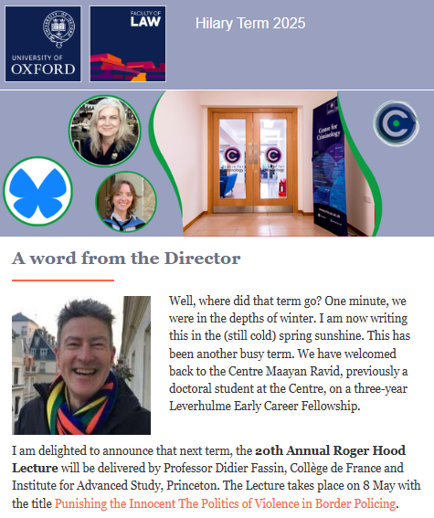 Criminology newsletter HT2025 Cover Image