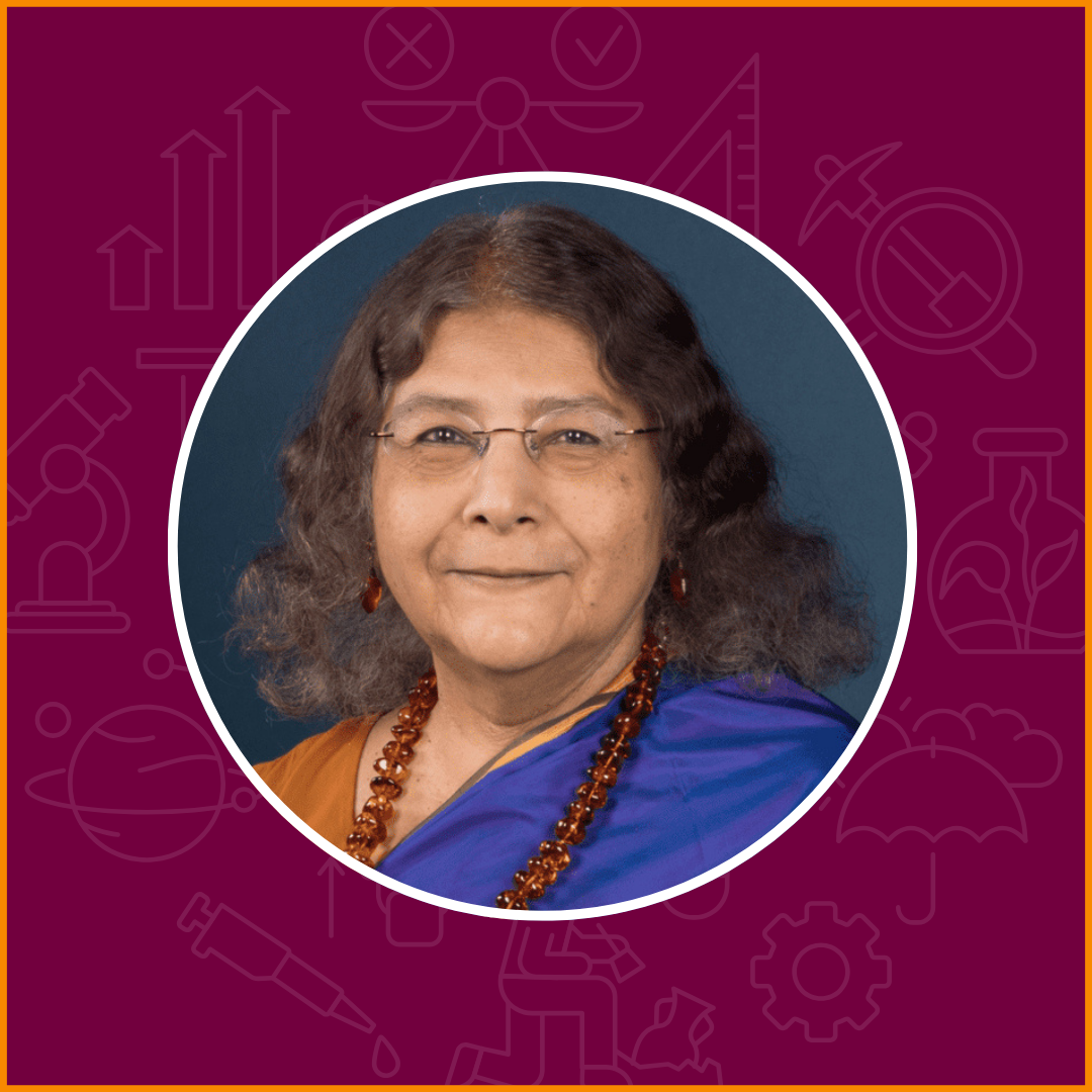 A picture of Professor Sheila Jasanoff in a circular frame on a red and white background.