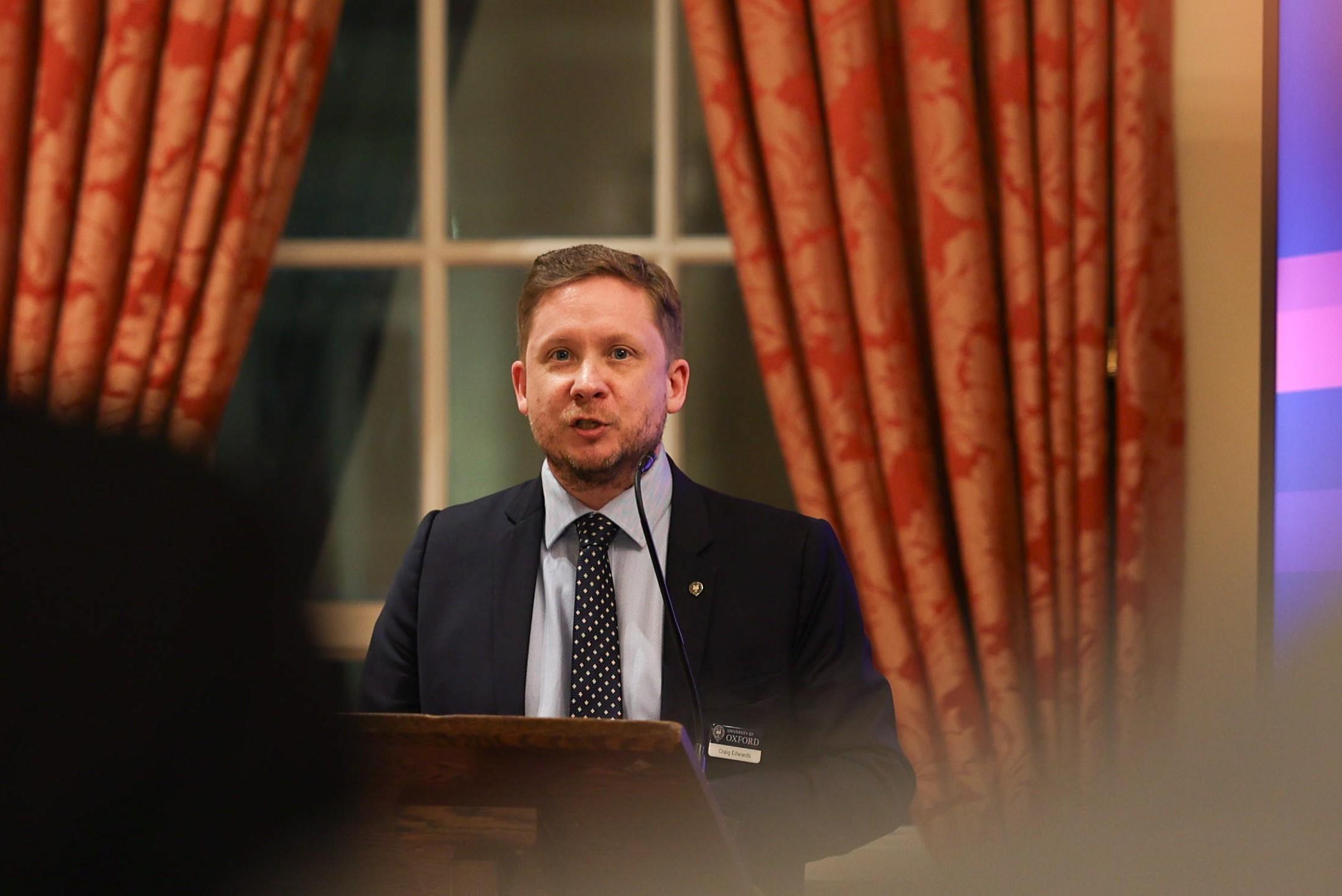 Craig Edwards giving a speech at Gray's Inn for Donor Thank You event